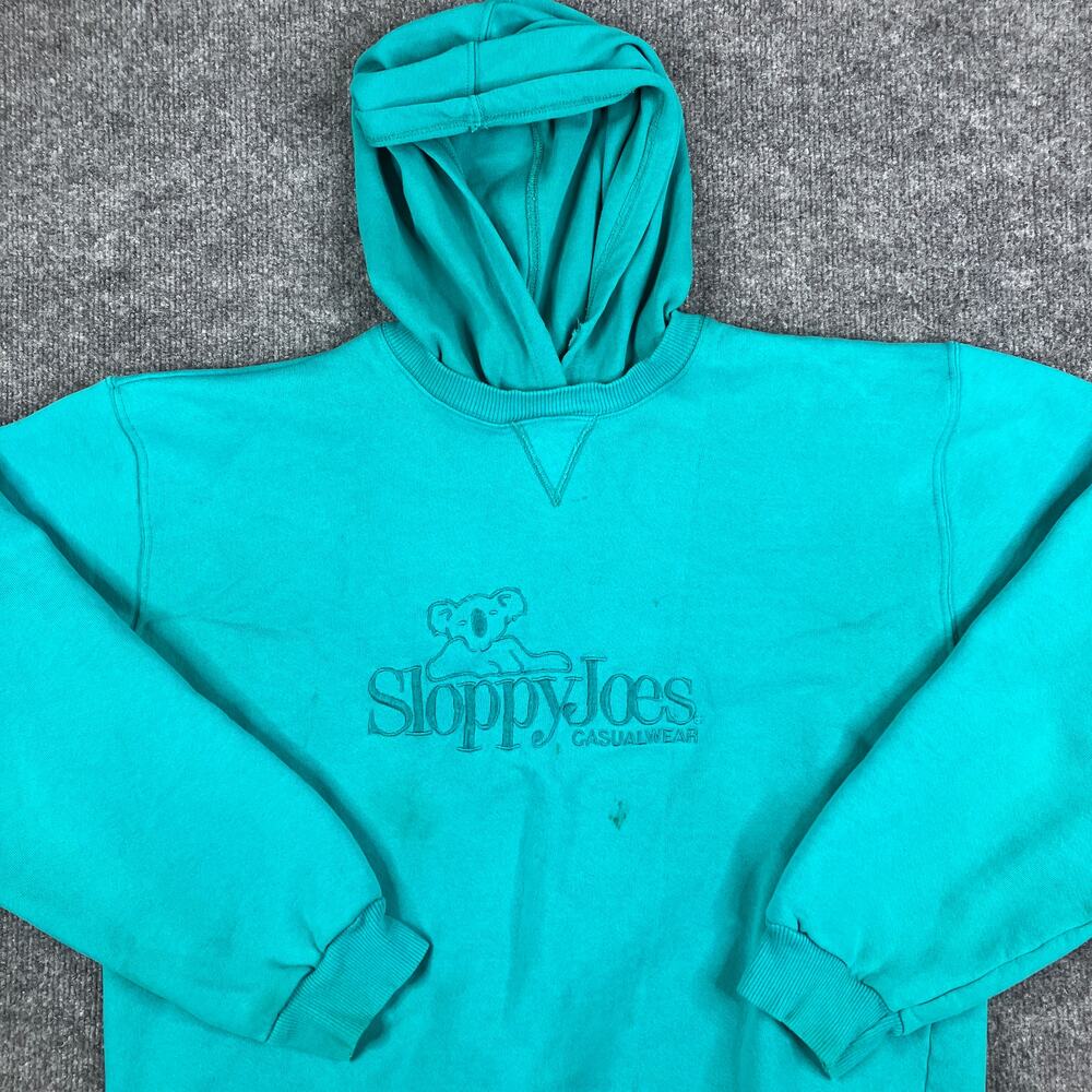 Sloppy Joes Hoodie Mens XL Teal Vintage Graphic Pullover Casualwear‎ Sweatshirt